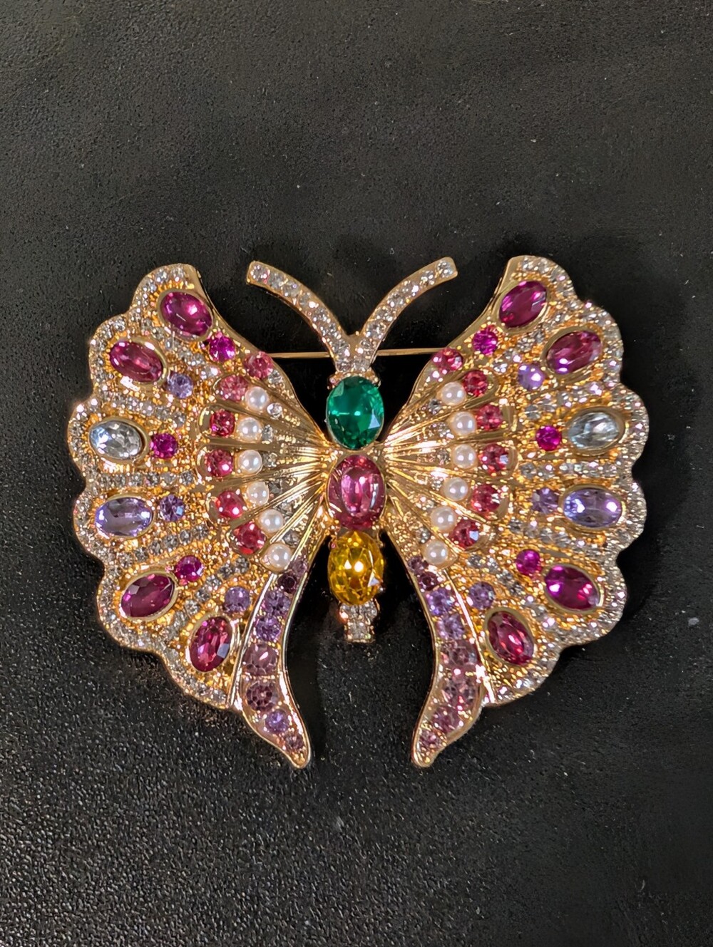 Multicolor Crystal Butterfly Brooch - Women's Jewelry